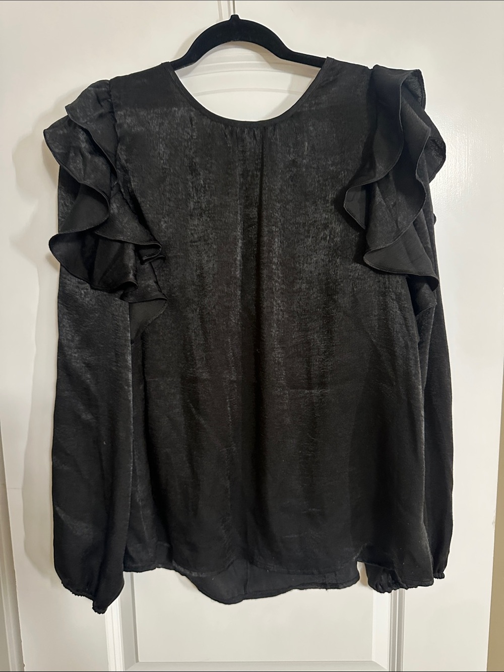 glam Black Ruffle Sleeve Blouse - Picture 1 of 1